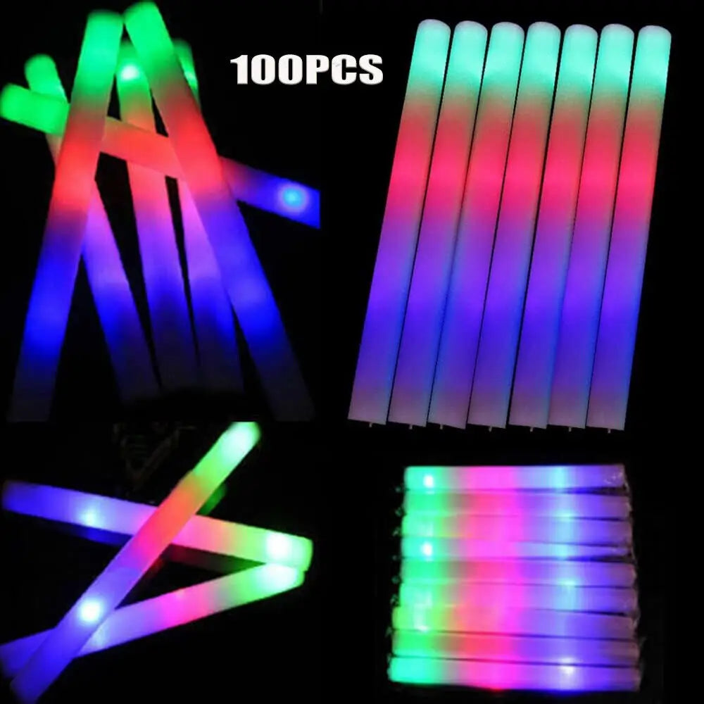 Jianyana LED Glow Sticks 100 Pcs Light Up Cheering Sticks