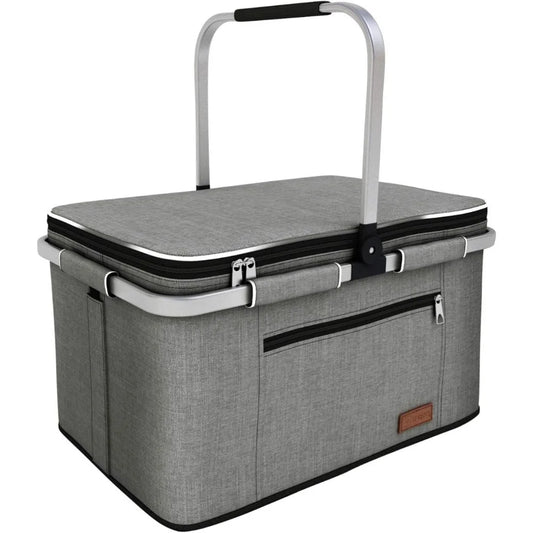 NBVCX Insulated Picnic Basket With Dual Pockets Leakproof Foldable