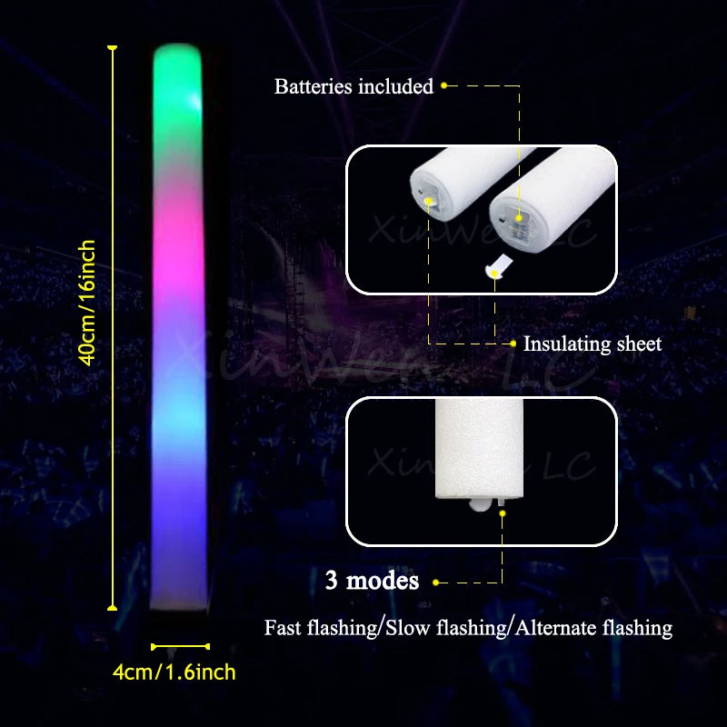 XinWen LC 30 Pack RGB LED Foam Sticks For Weddings And Parties