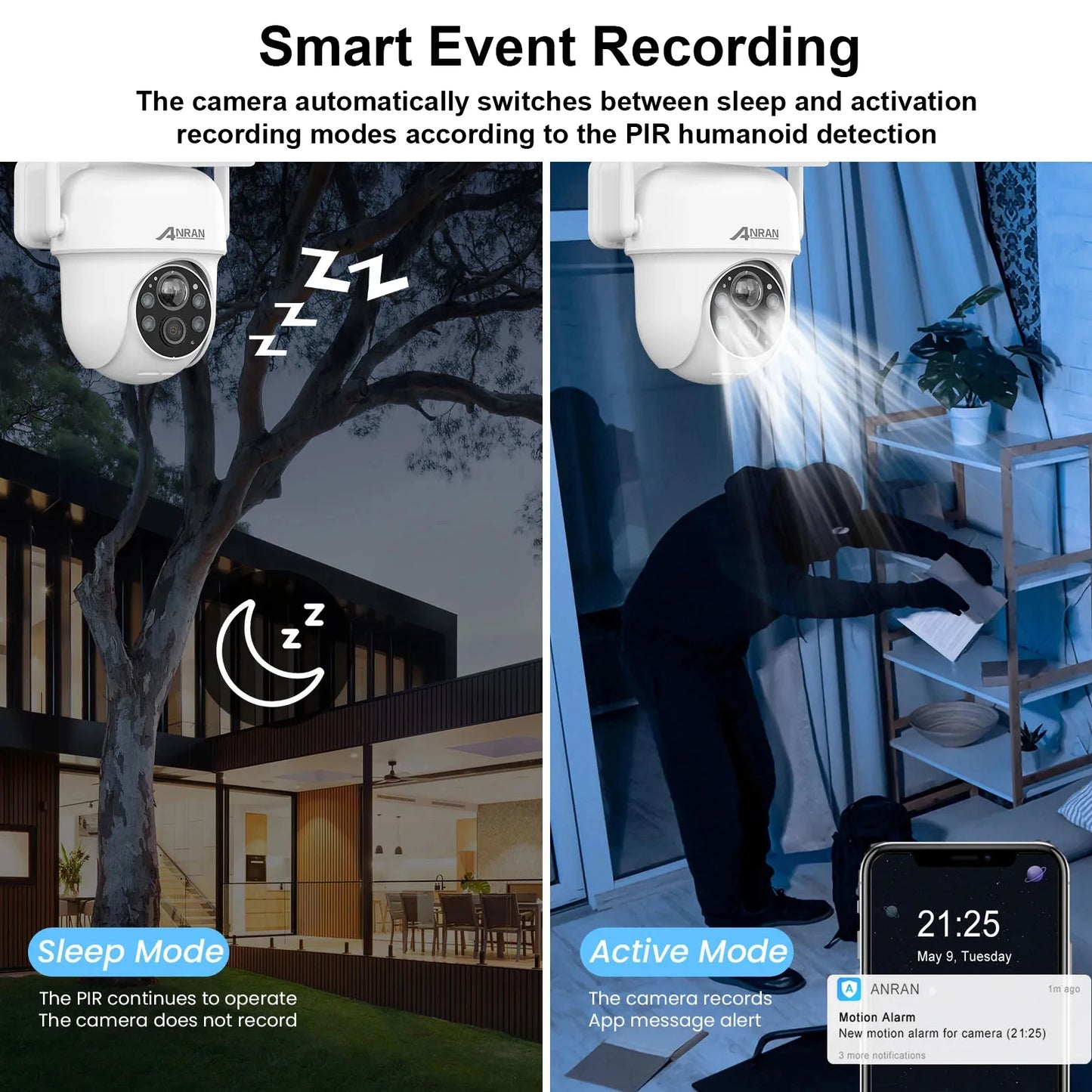 ANRAN Solar Wireless Battery Security Camera With WiFi PIR