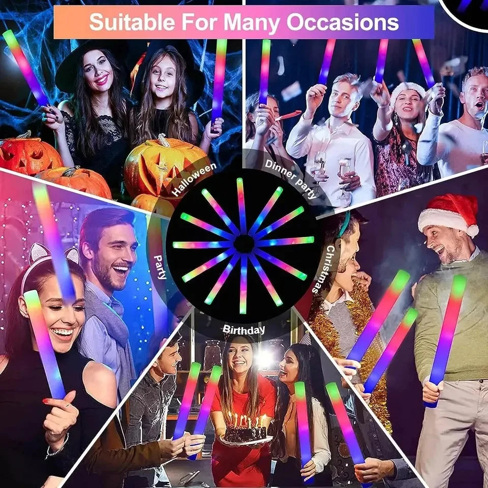 Jianyana LED Glow Sticks 100 Pcs Light Up Cheering Sticks