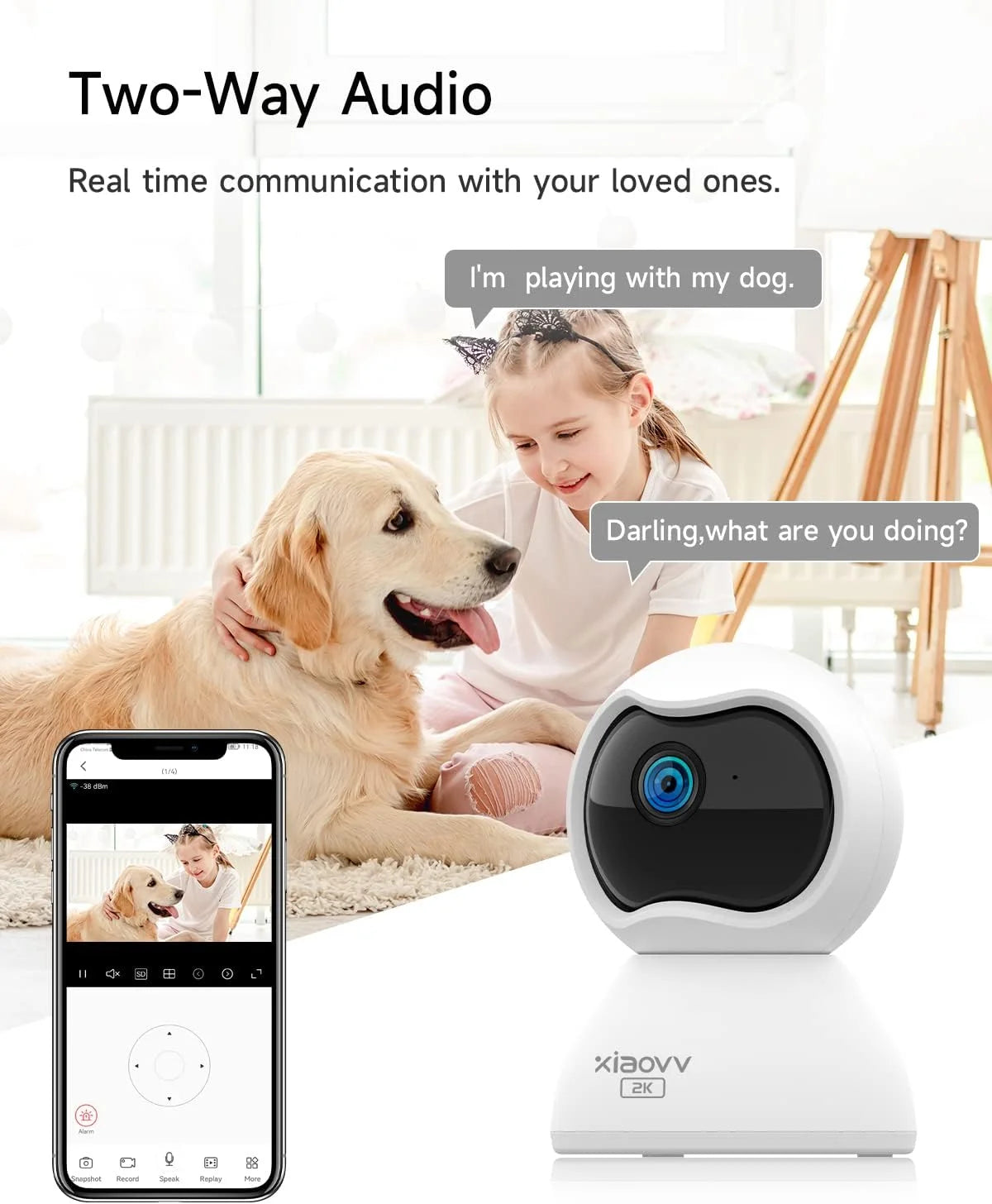 XIAOVV Indoor WiFi Surveillance Camera 2K With Motion Tracking