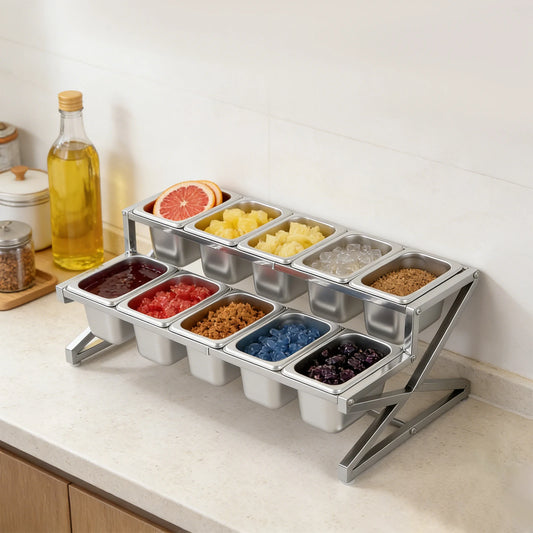 Expandable Stainless Steel Spice Rack Organizer for Seasonings and Spices