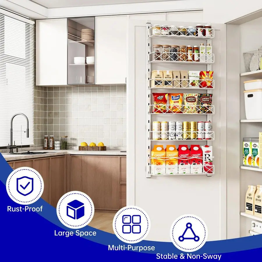 Over the Door Organizer Six Tier Pantry Rack for Cabinets