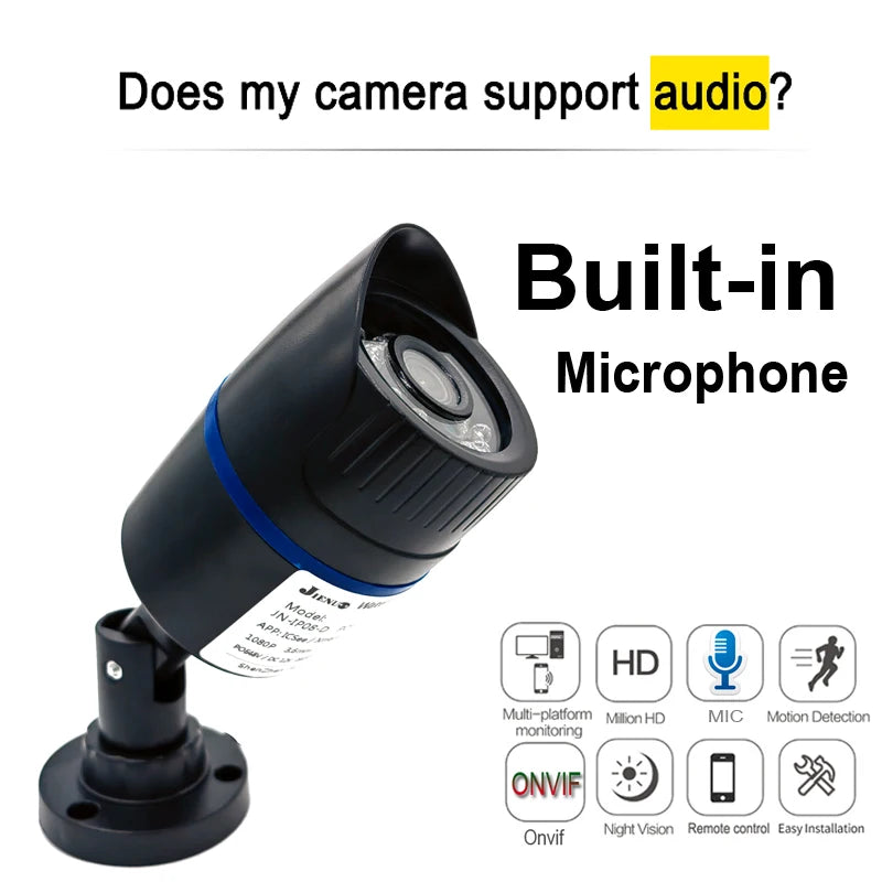 JIENUO 4K Outdoor PoE IP Security Camera With Night Vision