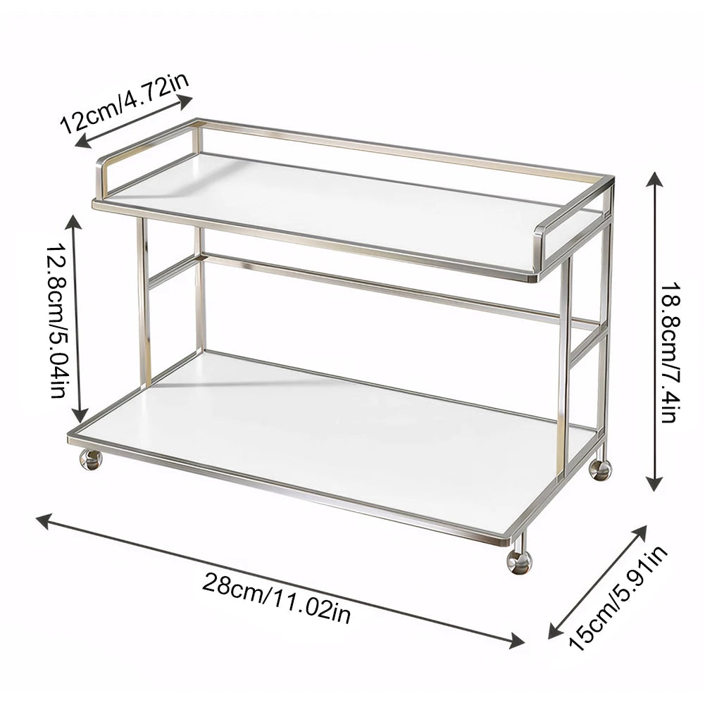 Two Tier Metal Counter Storage Rack For Dresser And Kitchen