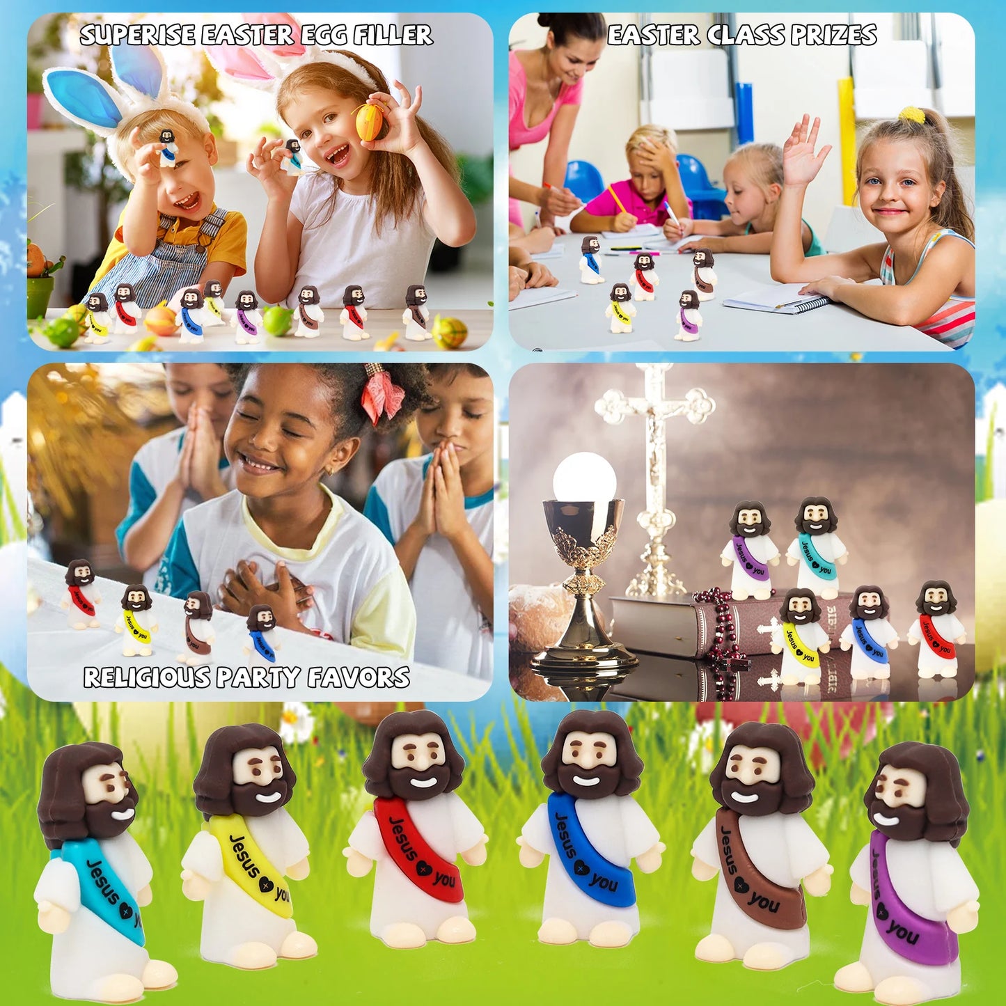 Yelakey 100pcs Small Jesus Statues Desktop Decorations for Gifts
