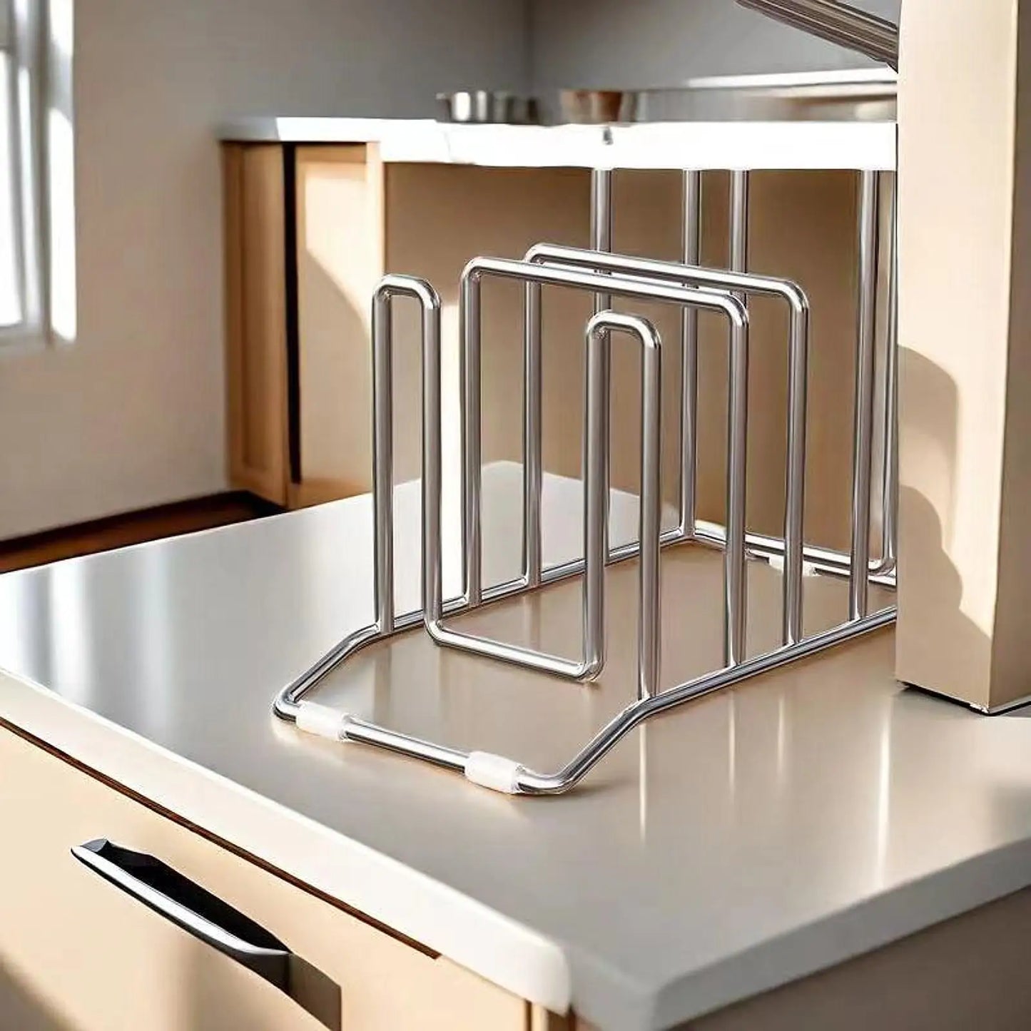 Stainless Steel Pot Lid Rack And Cutting Board Organizer