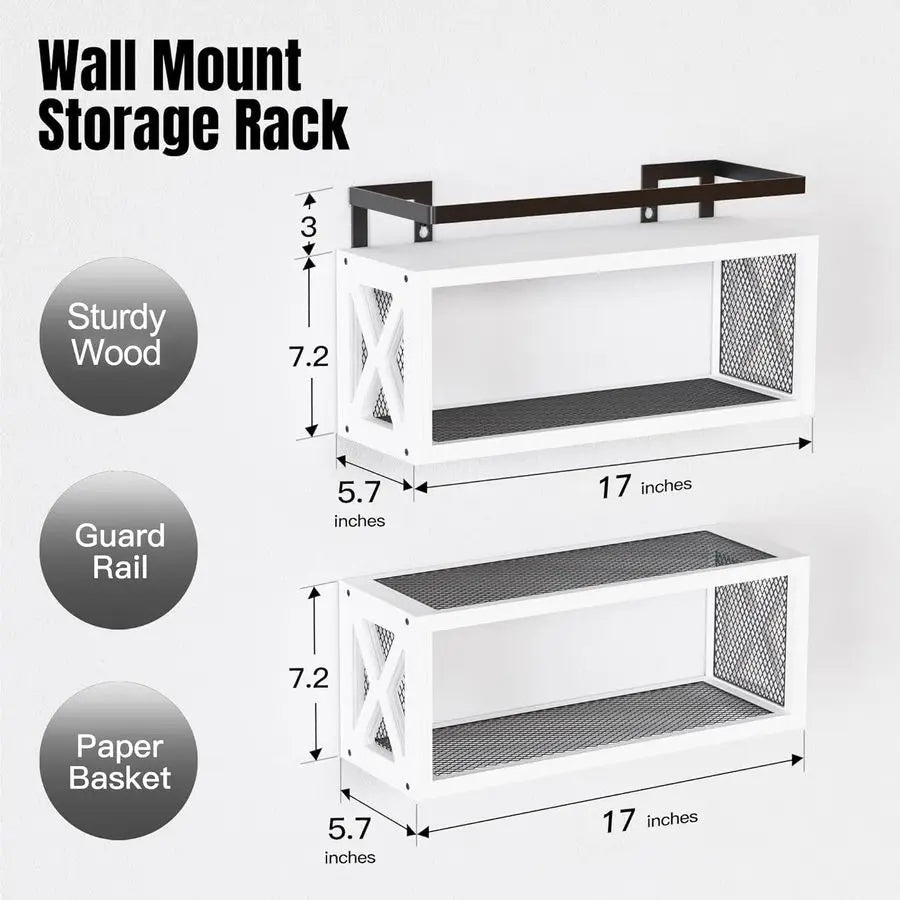 Floating Guardrail Shelves Rustic Wood Wall Decor For Bathroom