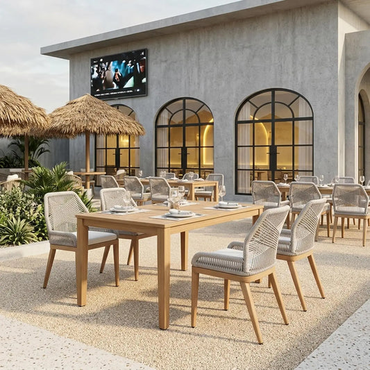 Modern Aluminum Outdoor Dining Chair Set Wicker Patio Furniture Cushions