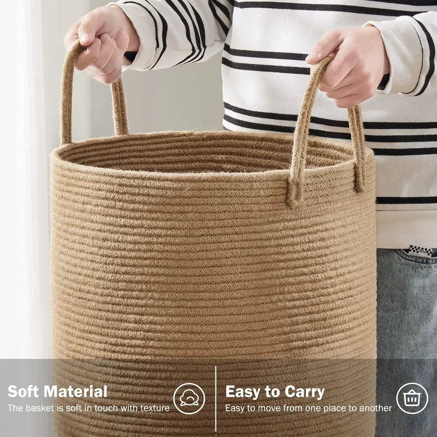 Rope Woven Laundry Hamper Basket for Nursery and Bedroom