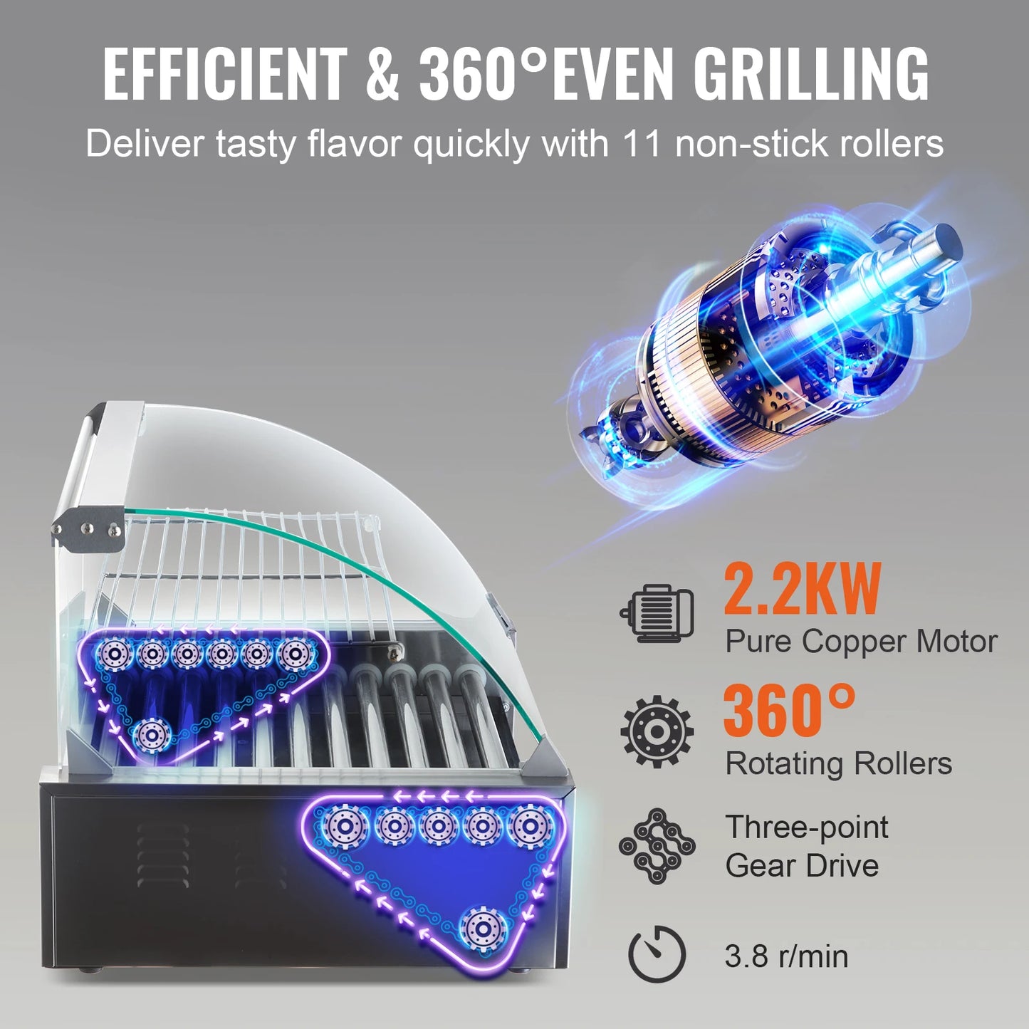 SucceBuy Commercial Hot Dog Roller Sausage Maker Barbecue Grill 110V