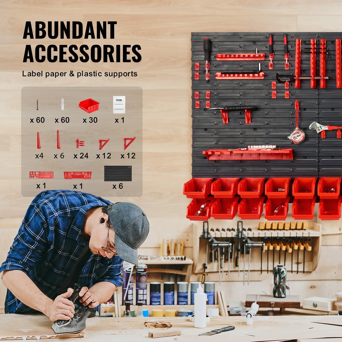 SucceBuy Wall Mounted Storage Bins Organizer For Garage And Workshop
