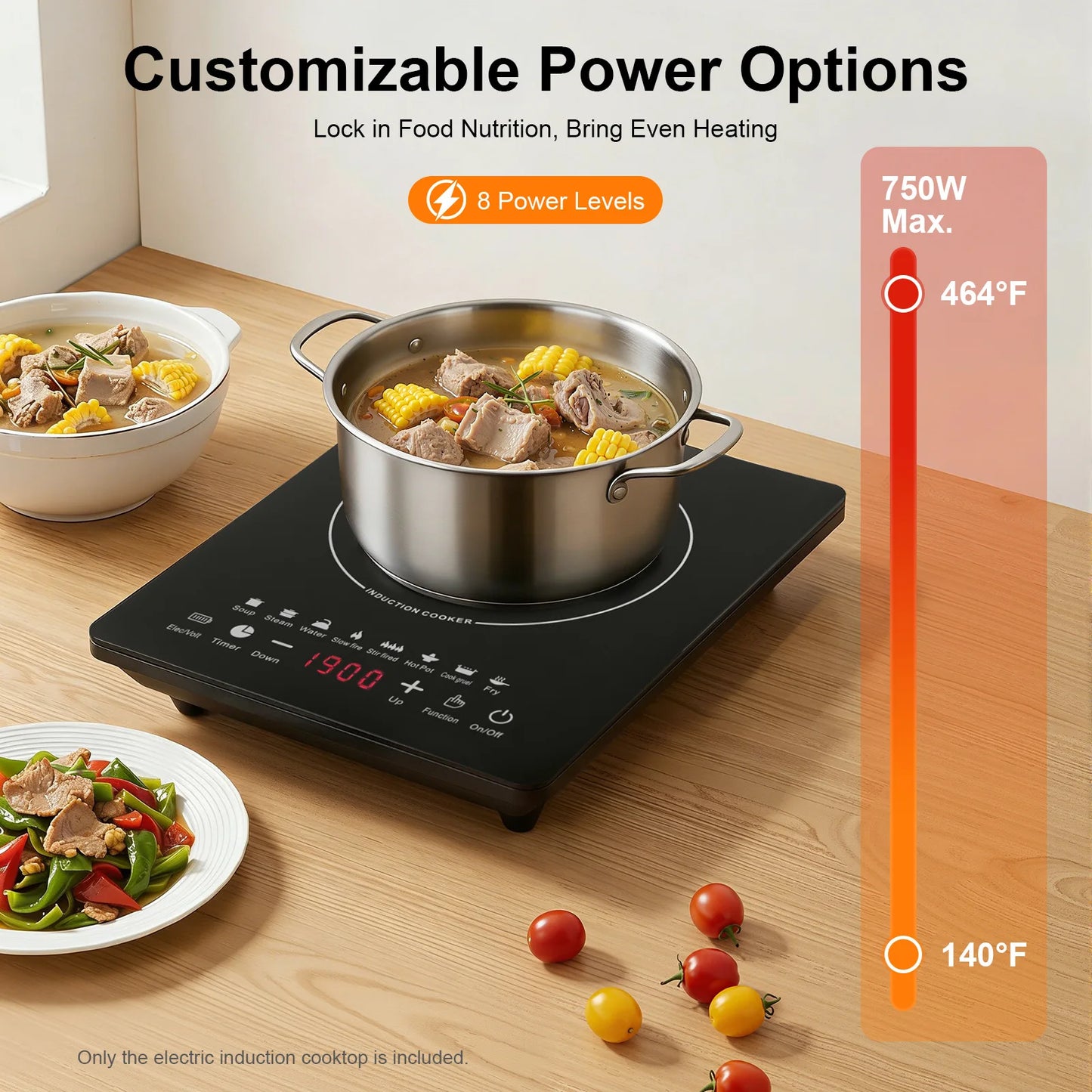Portable Electric Induction Cooktop With Timer And 8 Power Levels