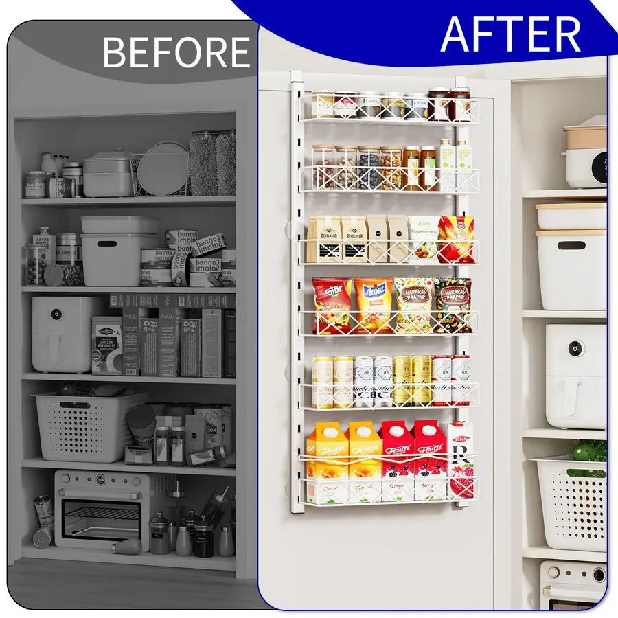 Over the Door Organizer Six Tier Pantry Rack for Cabinets