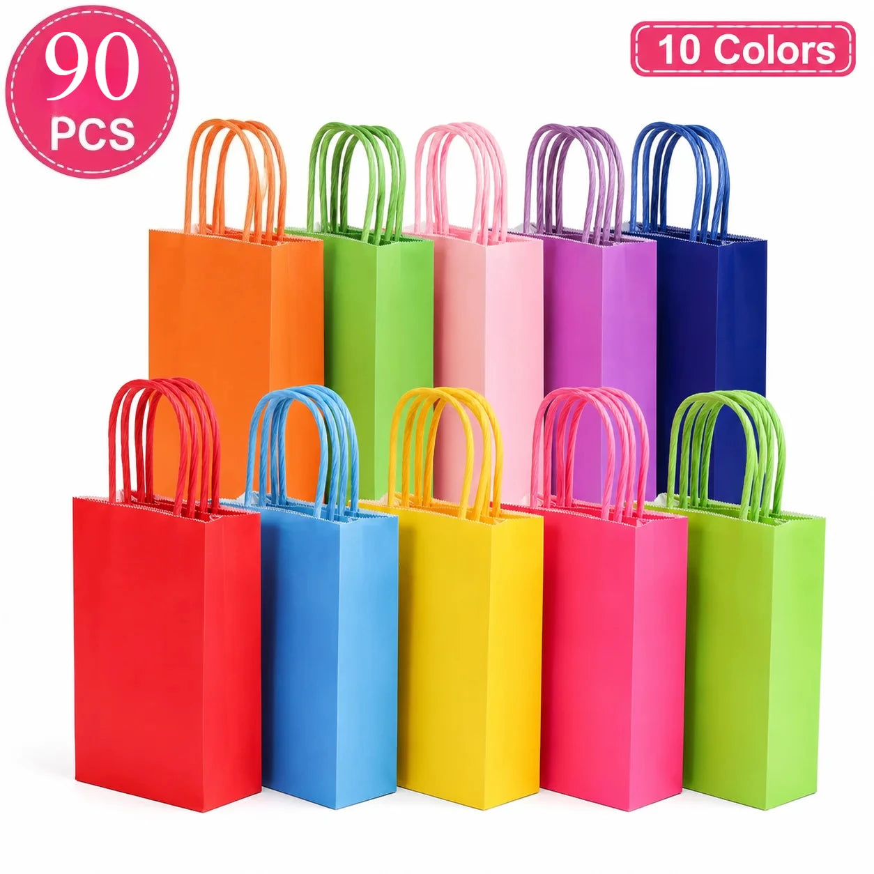 Kraft Paper Gift Bags 90 Pcs With Handles For Weddings And Parties