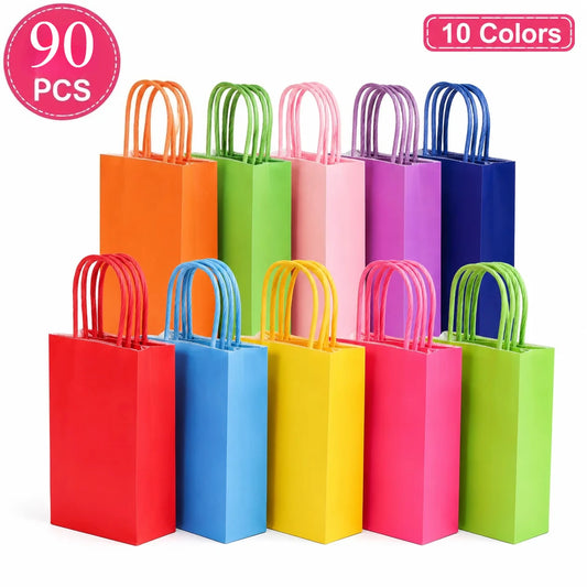 Kraft Paper Gift Bags 90 Pcs With Handles For Weddings And Parties