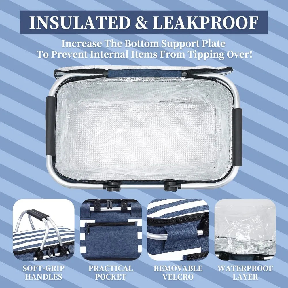 NBVCX Collapsible Leakproof Insulated Cooler Basket For Travel