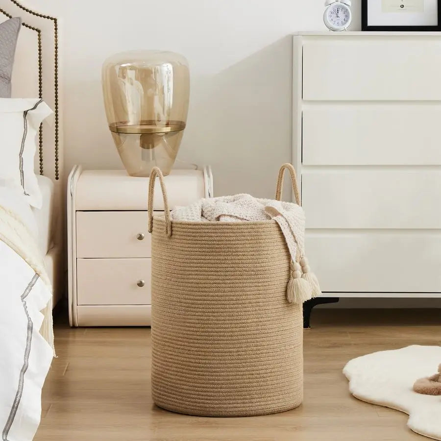 Rope Woven Laundry Hamper Basket for Nursery and Bedroom