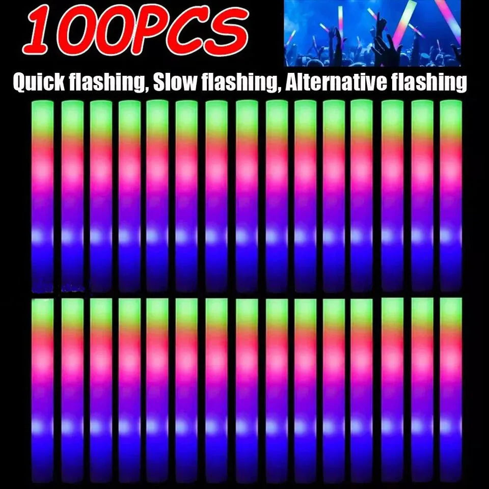 Jianyana LED Glow Sticks 100 Pcs Light Up Cheering Sticks