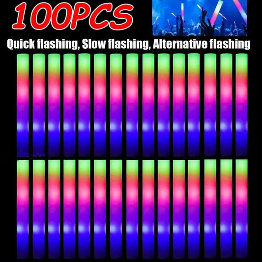 Jianyana LED Glow Sticks 100 Pcs Light Up Cheering Sticks