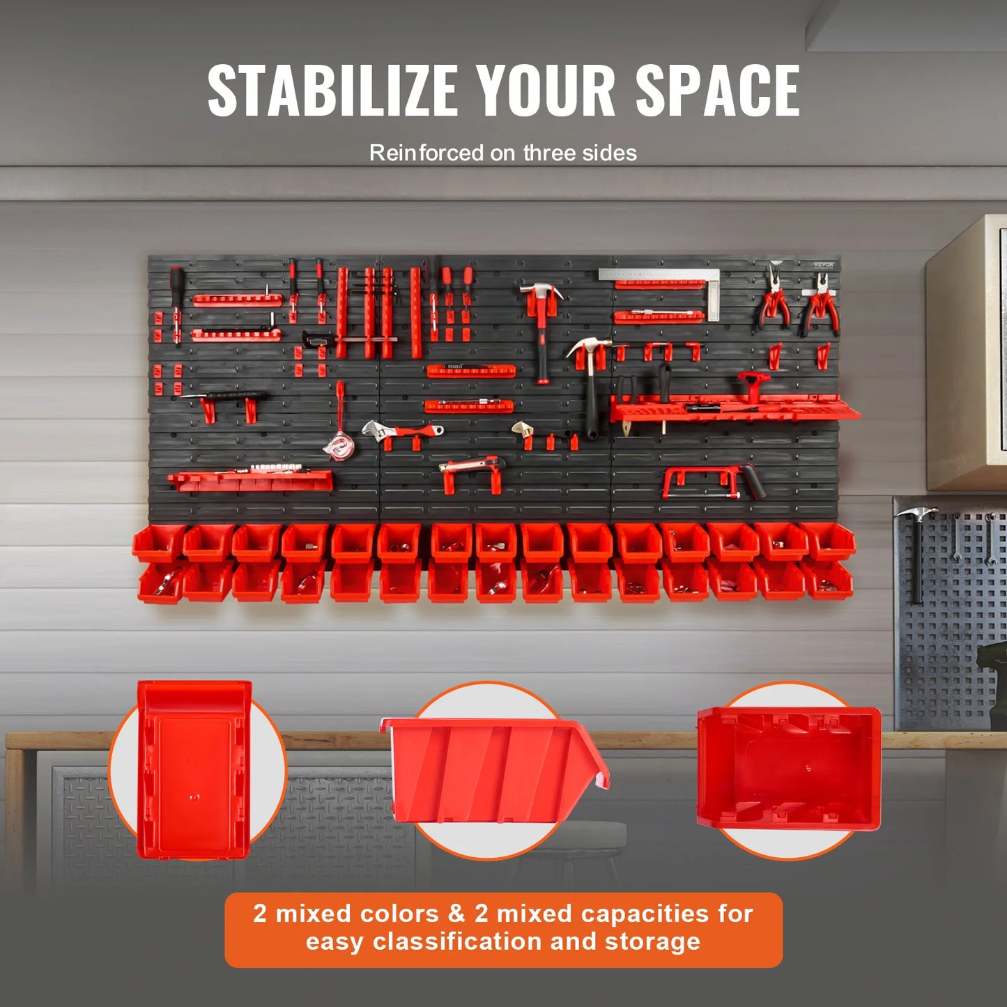 SucceBuy Wall Mounted Storage Bins Organizer For Garage And Workshop
