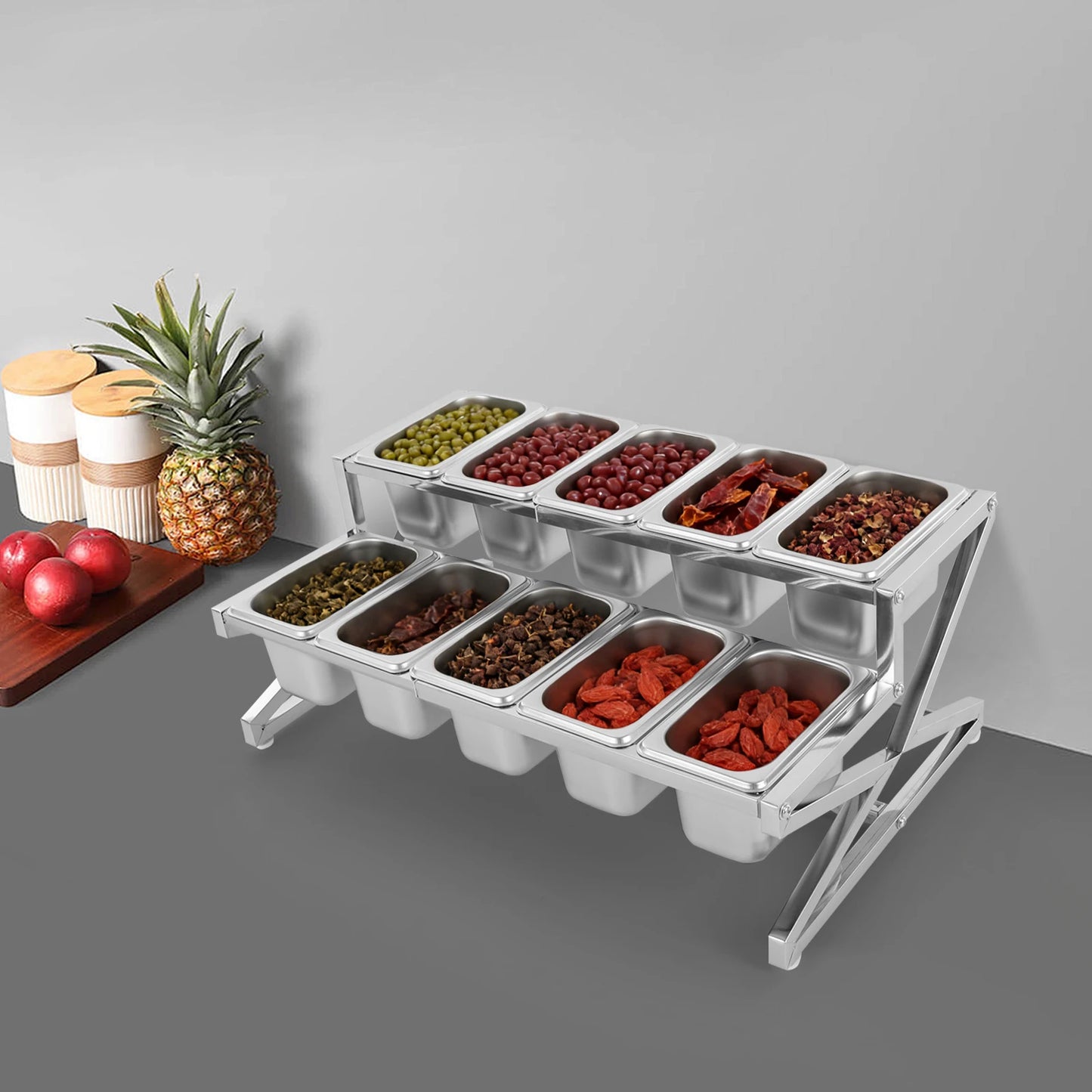 Expandable Stainless Steel Spice Rack Organizer for Seasonings and Spices