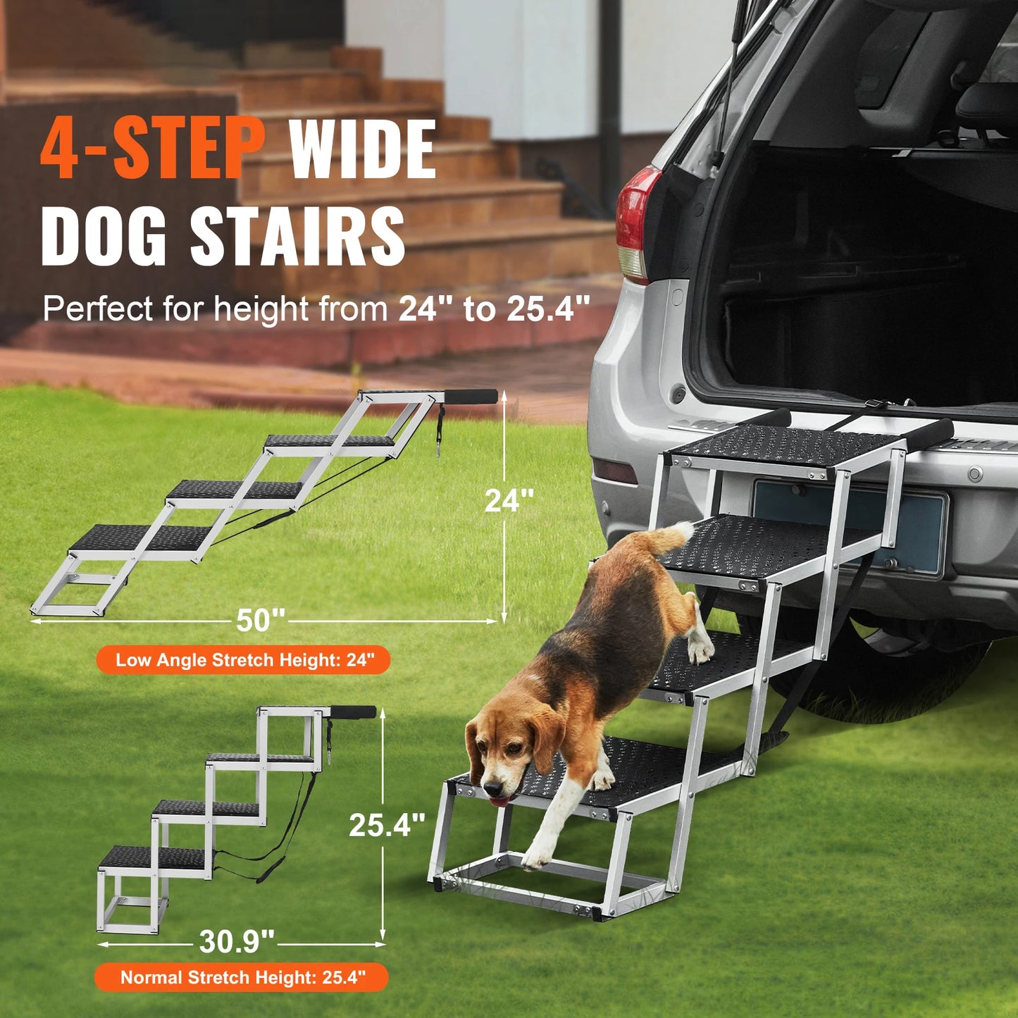 SucceBuy Folding Dog Car Stair Portable Aluminum Pet Steps