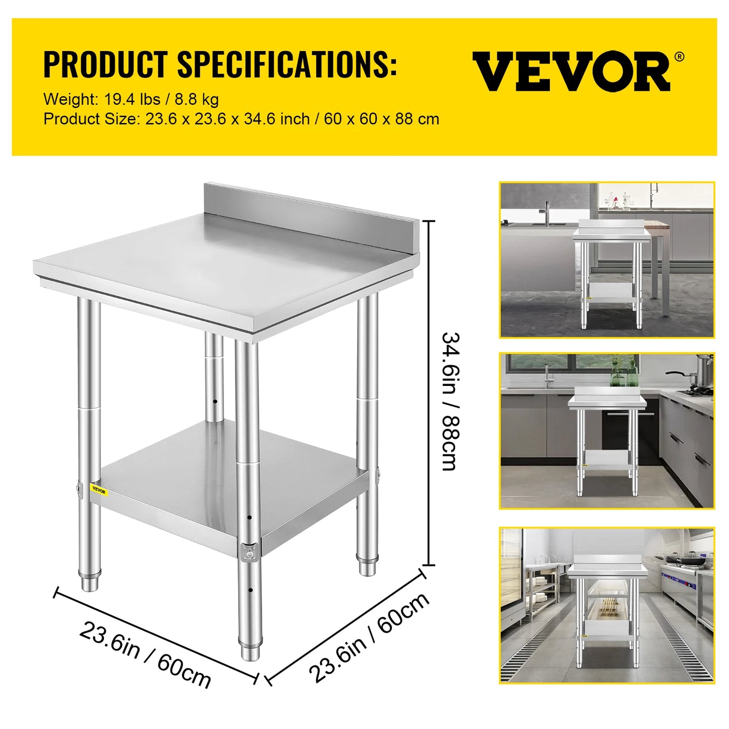 Stainless Steel Commercial Kitchen Work Bench With Undershelf Table