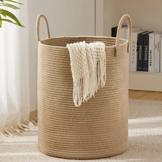 Rope Woven Laundry Hamper Basket for Nursery and Bedroom