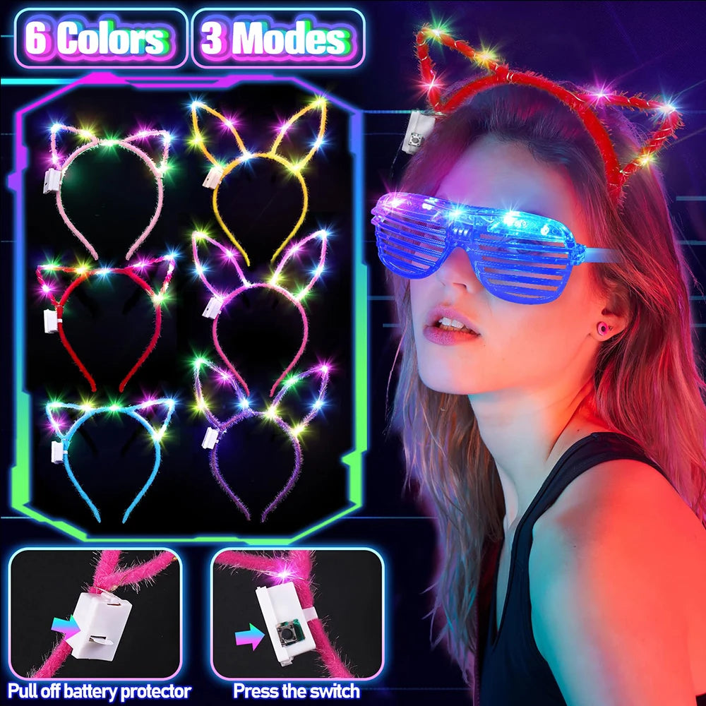 Glowing Festival Party Kit 138 Pcs With Glow Sticks And Neon Glasses