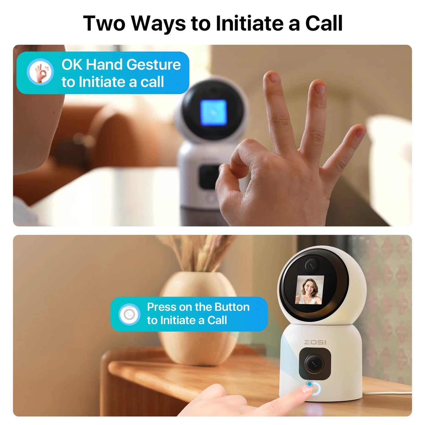 ZOSI 360 Degree PTZ AI Auto Tracking Security Camera With Night Vision