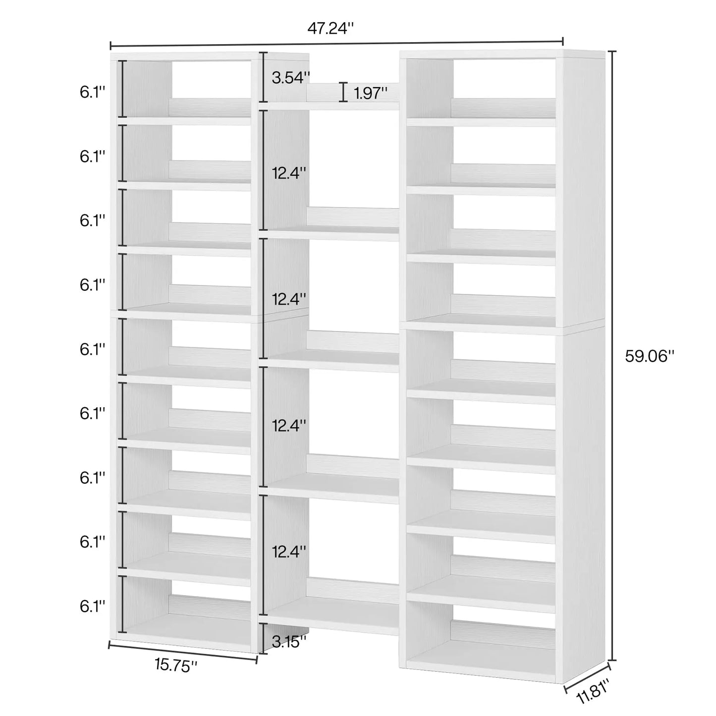 Tribesigns 14 Tier Freestanding White Wooden Shoe Rack Storage Cabinet