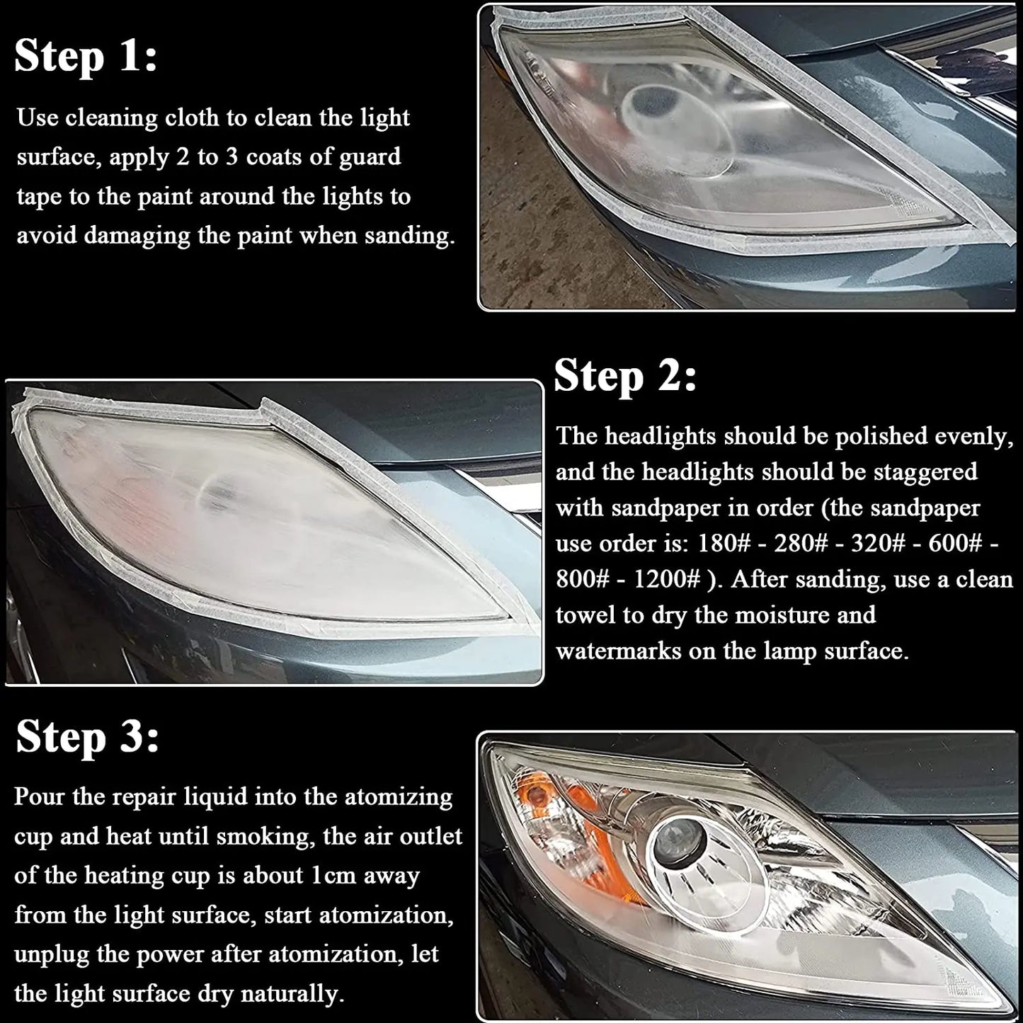 Car Headlight Restoration Kit Polishing Fluid Polymer Cleaner