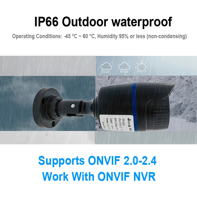 JIENUO 4K Outdoor PoE IP Security Camera With Night Vision