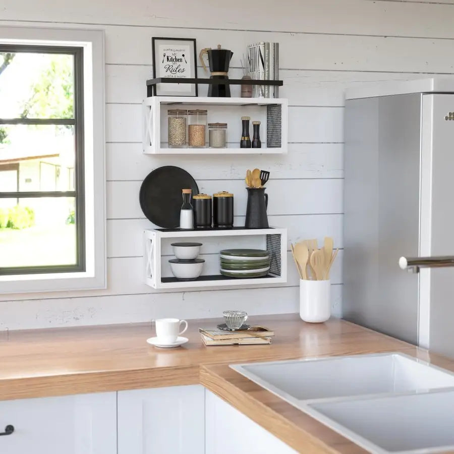 Floating Guardrail Shelves Rustic Wood Wall Decor For Bathroom