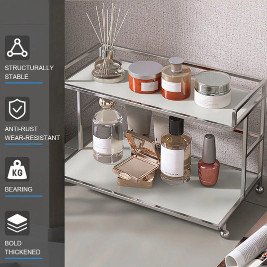 Two Tier Metal Counter Storage Rack For Dresser And Kitchen
