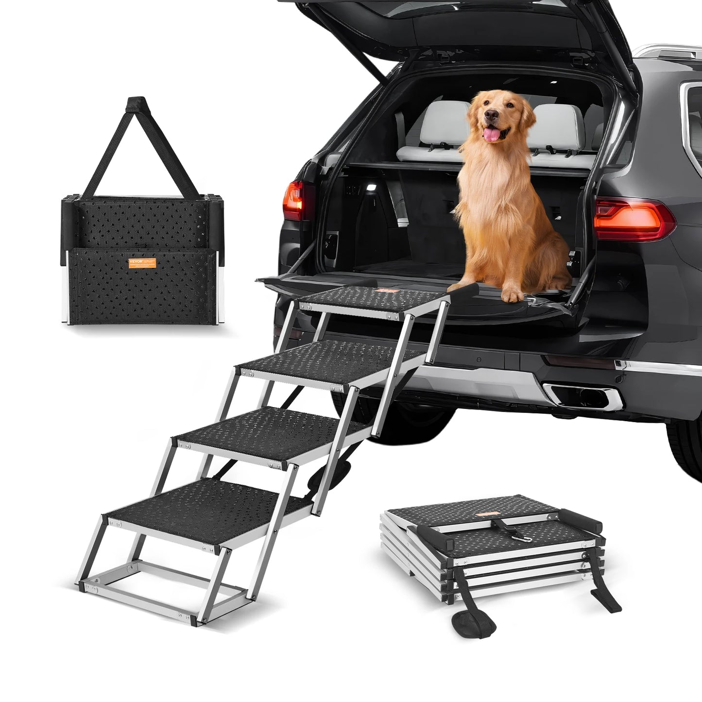 SucceBuy Folding Dog Car Steps For Portable Pet Access