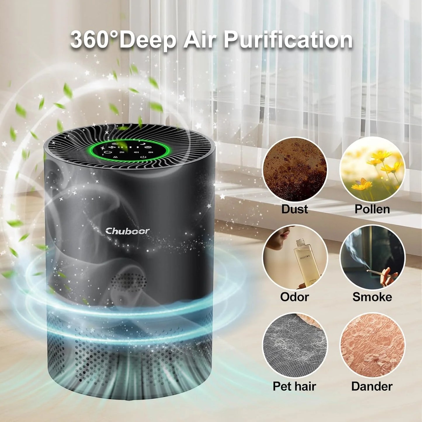 Chuboor H13 True HEPA Air Purifier for Home 40 Square Meters CADR 185
