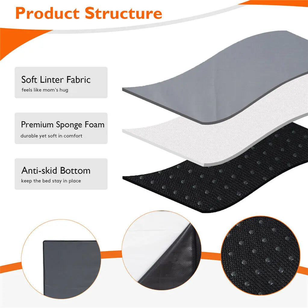 Dog Bed Orthopedic Memory Foam With Waterproof Washable Cover